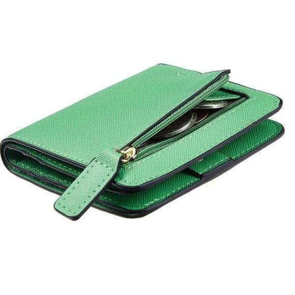 Grassy Green Leather Compact Wallet - Picture 2 of 5